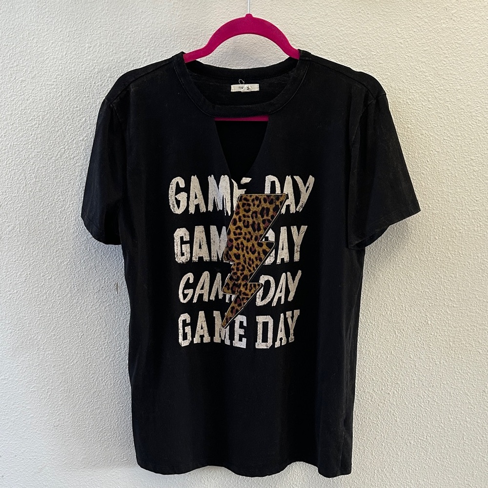 Maurices Black Game Day Tee with Leopard Print